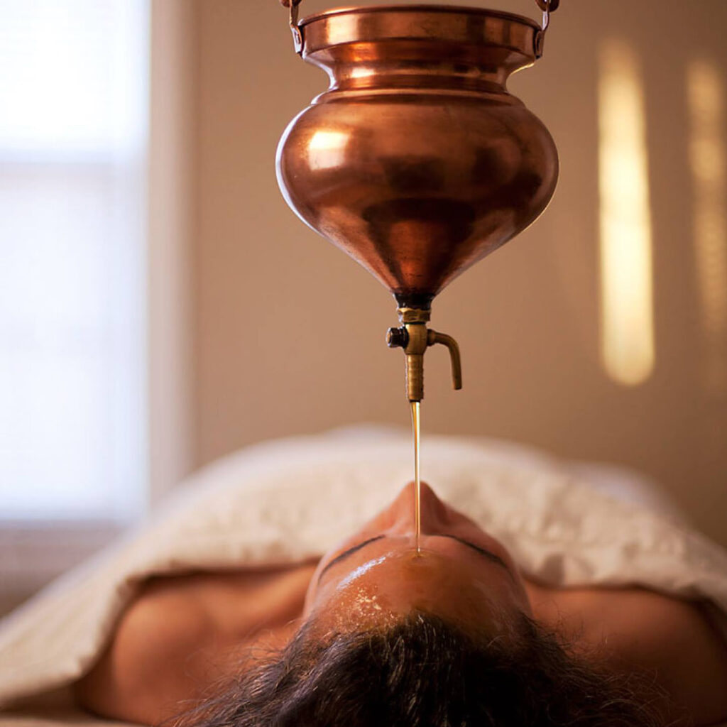 Shirodhara Ayurvedic therapy for deep stress relief and relaxation